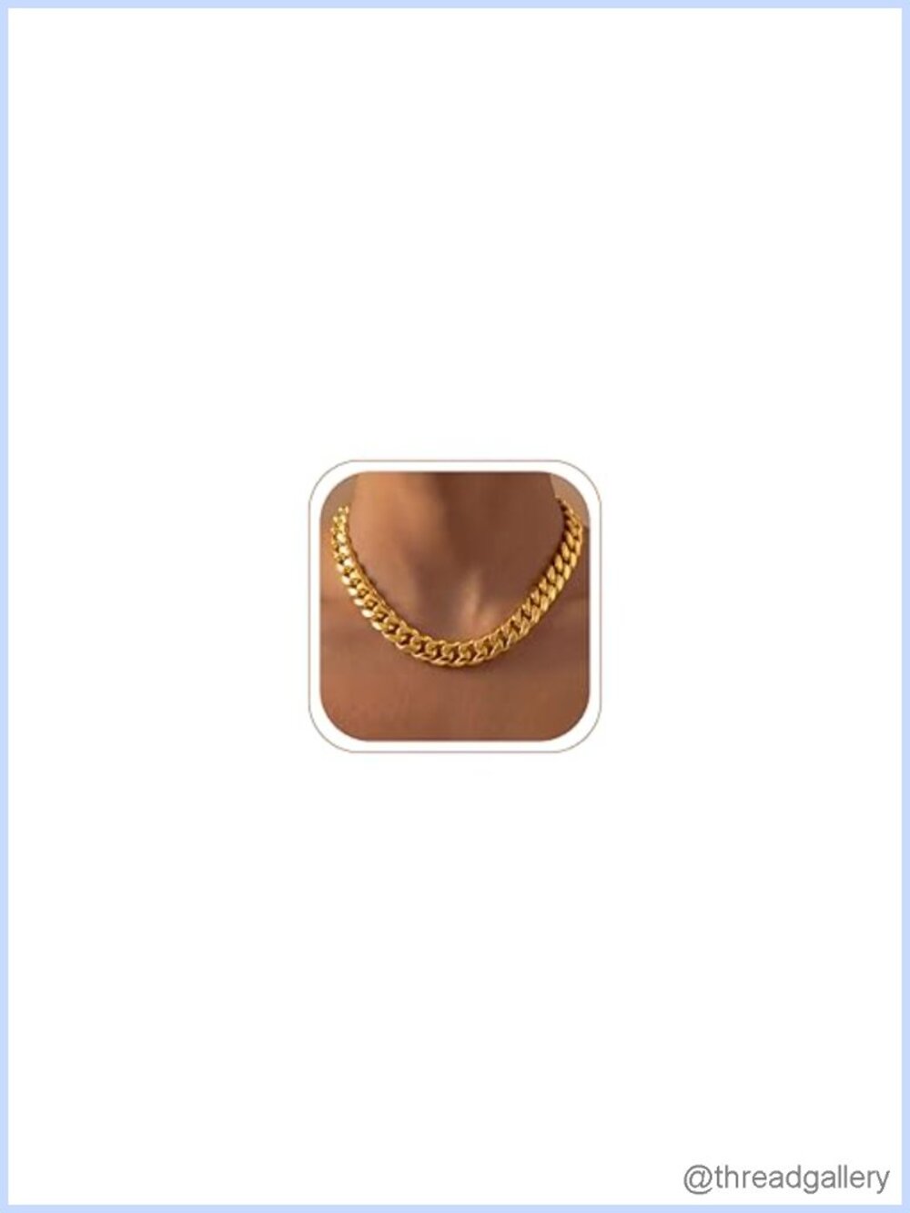 14k Gold Plated Cuban Link Chain Necklace Stainless Steel Waterproof